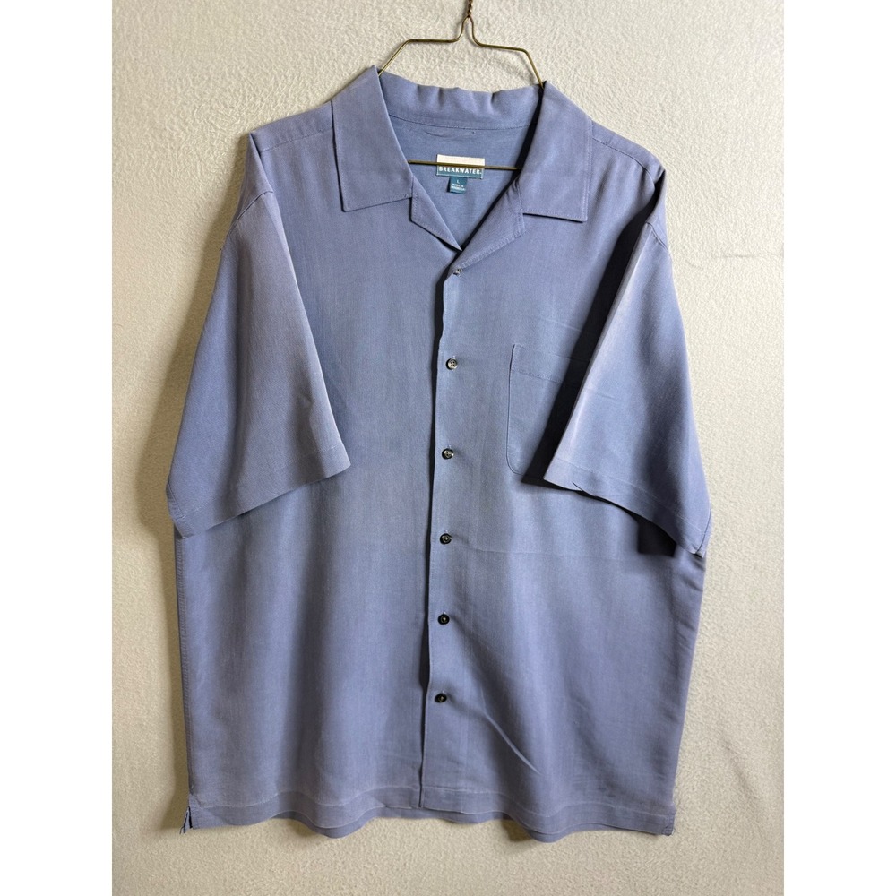 Breakwater Button Up Men's Large Shirt Short Sleeve Blue Casual‎